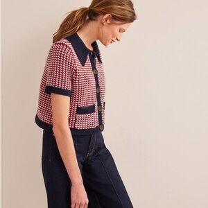 Boden Short Sleeve Geo Cardigan - Medium